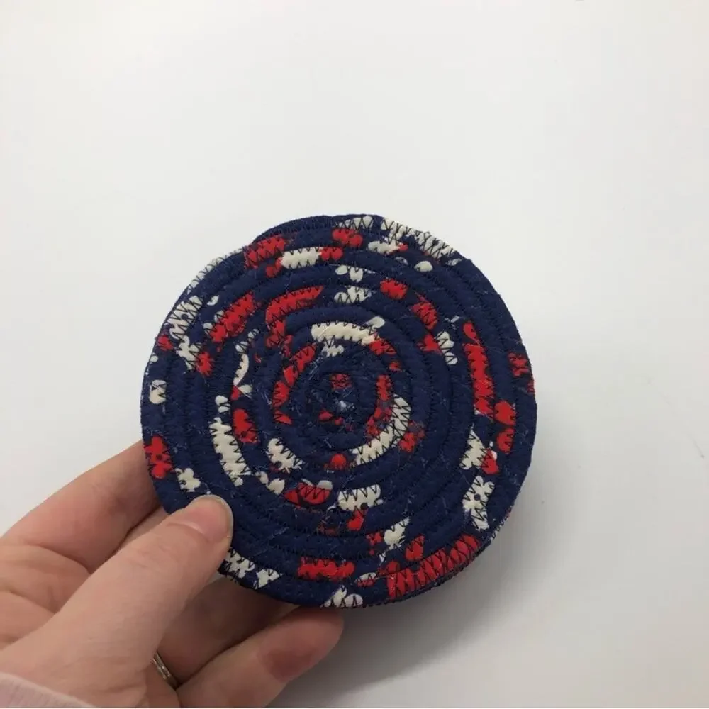 Handmade Blue Red and White Coasters. One of a kind! Unique!